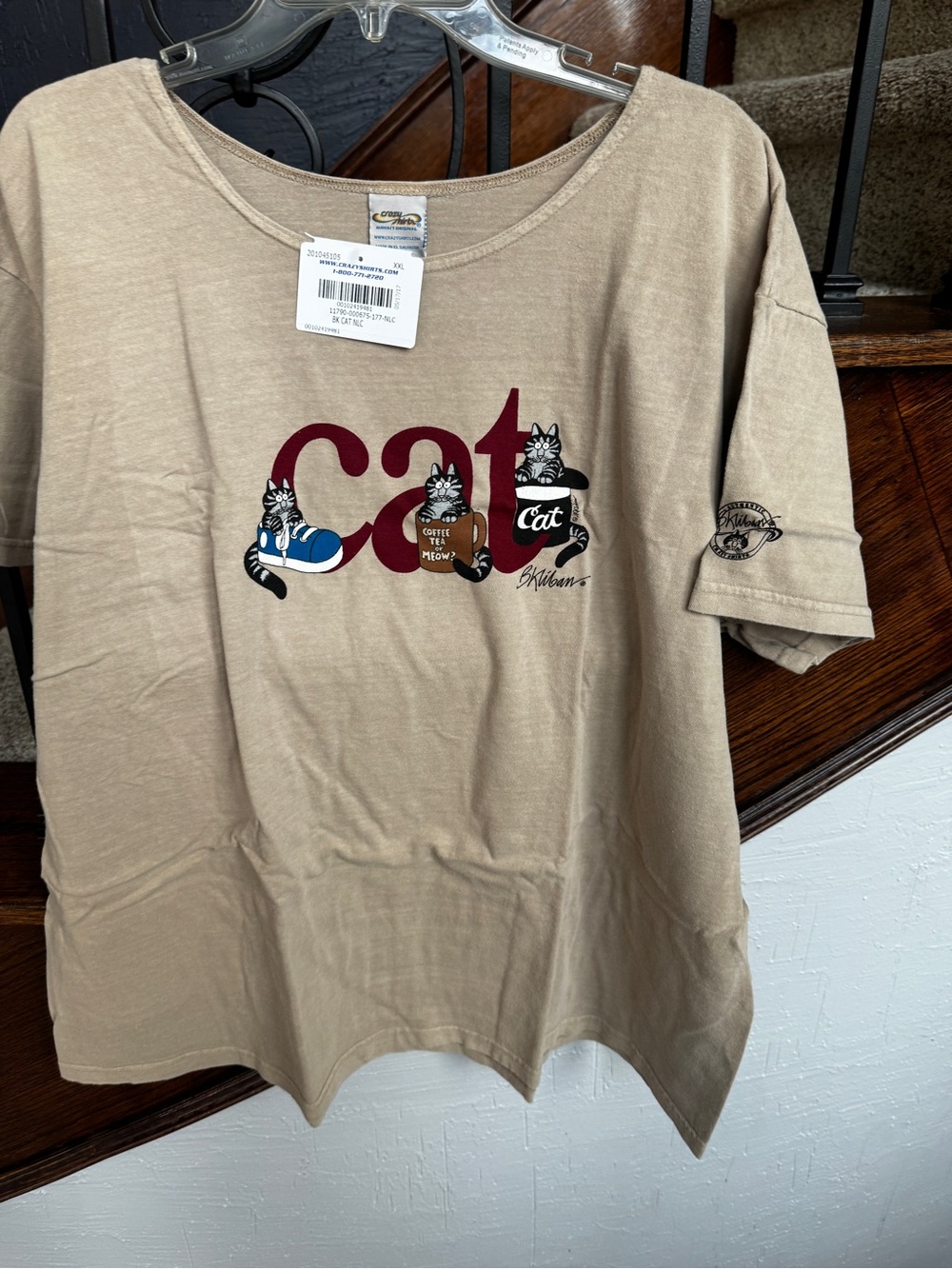 NEW NWT XXL B. Kliban Hawaii Crazy Shirts Hawaii Cat Tee Coffee Sneaker Shirt - Picture 11 of 13